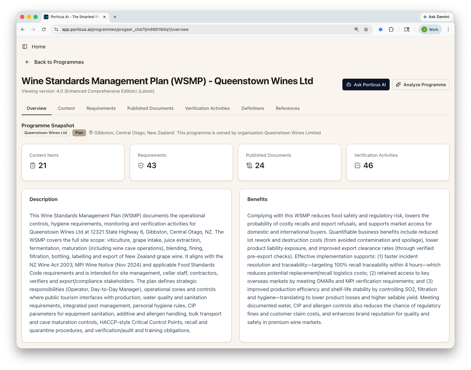 AI programme generation — importing a standard and watching requirements cross-link automatically